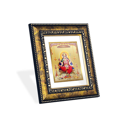 DIVINITI 24K Gold Plated Santoshi Mata Wooden Premium Photo Frame Idol for Puja Room, Home Wall Decor, Workshop, Table Top, Premium Gift | DG113 Size 2 (22.6x18.4 CM)