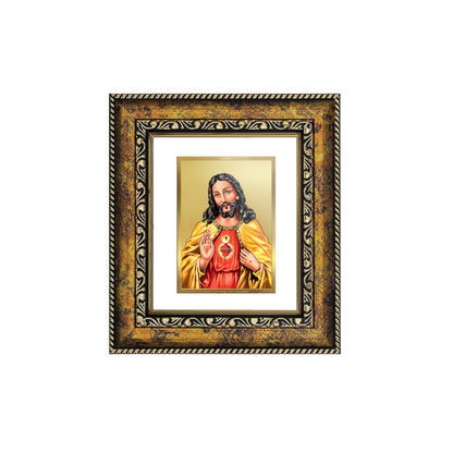 DIVINITI 24K Gold Plated Foil Jesus Wall Photo Frame, Table Decor for Home & Office Decor Gift Items DG 113 Size 1 (17.7x15.9 CM)