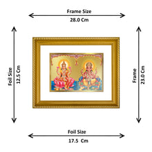Load image into Gallery viewer, DIVINITI Lakshmi &amp; Ganesha Gold Plated Wall Photo Frame, Table Decor| DG Frame 056 Size 2.5 and 24K Gold Plated Foil (28 CM X 23 CM)
