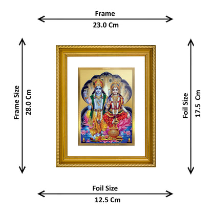 Diviniti 24K Gold Plated Vishnu Lakshmi Wooden Photo Frame for Home & Office Decor, Wall Hanging, Tabletop, Puja Room, Gift DG056S2.5 (29.5x24.5 CM)