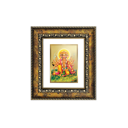 DIVINITI 24K Gold Plated Foil Panchmukhi Hanuman Wall Photo Frame, Table Decor for Home & Office Decor Gift Items DG 113 Size 1 (17.7x15.9 CM)