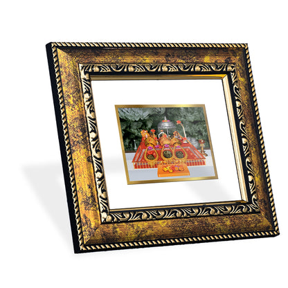 DIVINITI 24K Gold Plated Mata Ka Darbar Photo Frame Idol for Home Decor, Puja Room, Table Top, Wall Hanging, Workshop, Luxurious Gift|DG113 Size 2 (22.6x18.4 CM)