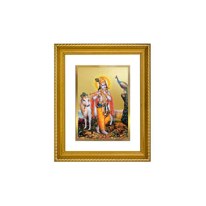 Diviniti 24K Gold Plated Krishna Wooden Wall Photo Frame for Home & Office Decor, Tabletop, Puja Room, Gift DG056S2.5 (29.5x24.5 CM)