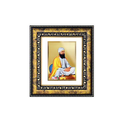 DIVINITI 24K Gold Plated Foil Guru Tegh Bahadur Ji Photo Frame for Home Decor, Puja Room, Table Top, Wall Hanging, Workshop, Gift|DG113 Size 2 (22.6x18.4 CM)