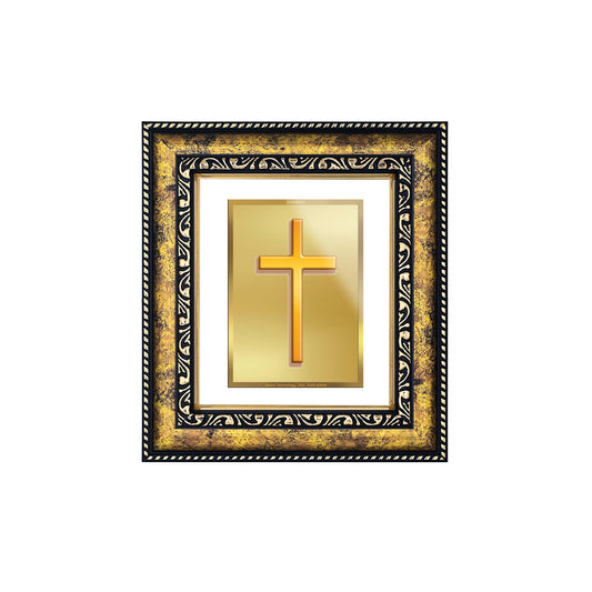 DIVINITI 24K Gold Plated Foil Holy Cross Photo Frame for Home Wall Decor, Workshop, Table Top, Premium Gift|DG113 Size 2 (22.6x18.4 CM)