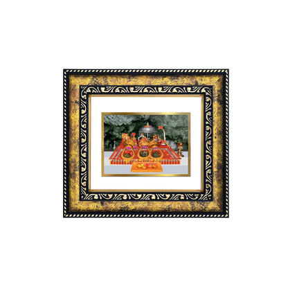 DIVINITI 24K Gold Plated Mata Ka Darbar Photo Frame Idol for Home Decor, Puja Room, Table Top, Wall Hanging, Workshop, Luxurious Gift|DG113 Size 2 (22.6x18.4 CM)