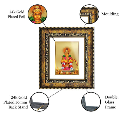 DIVINITI 24K Gold Plated Foil Ayyapan-1 Wall Photo Frame, Table Decor for Home & Office Decor Gift Items DG 113 Size 1 (17.7x15.9 CM)