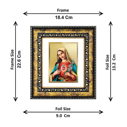 DIVINITI 24K Gold Plated Mother Mary Traditional Photo Frame Idol for Home Wall Decor, Workshop, Table Top, Premium Gift|DG113 Size 2 (22.6x18.4 CM)