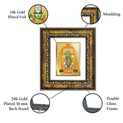 DIVINITI 24K Gold Plated Foil Meenakshi Wall Photo Frame, Table Decor for Home & Office Decor Gift Items DG 113 Size 1 (17.7x15.9 CM)