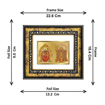 DIVINITI 24K Gold Plated Padmavati Balaji Elegant Photo Frame Idol for Puja Room, Home Wall Decor, Workshop, Table Top, Premium Gift|DG113 Size 2 (22.6x18.4 CM)