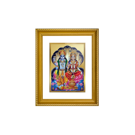 Diviniti 24K Gold Plated Vishnu Lakshmi Wooden Photo Frame for Home & Office Decor, Wall Hanging, Tabletop, Puja Room, Gift DG056S2.5 (29.5x24.5 CM)