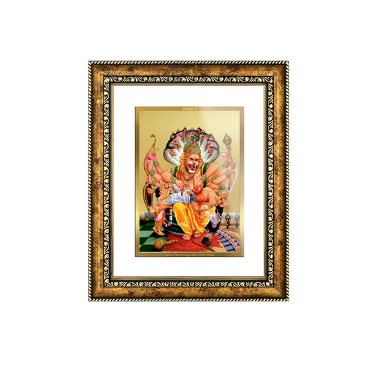 DIVINITI 24K Gold Plated Narasimha Wall Photo Frame for Home Decor, Wall Hanging, Table Top, Puja Room & Gift DG113S3 (27.6X35.4 CM)