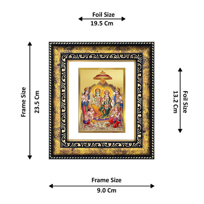 DIVINITI 24K Gold Plated Lord Ram Darbar Wooden Photo Frame Idol for Home Decor, Puja Room, Table Top, Wall Hanging, Workshop, Luxurious Gift | DG113 Size 2 (22.6x18.4 CM)