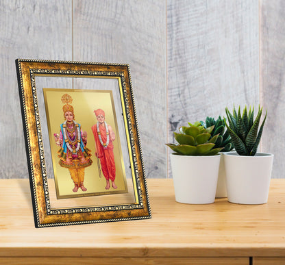 DIVINITI 24K Gold Plated Swaminarayan Wall Photo Frame for Home Decor, Wall Hanging, Table Top, Puja Room & Gift DG113S3 (27.6X35.4 CM)