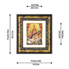 Load image into Gallery viewer, DIVINITI Saraswati Gold Plated Wall Photo Frame, Table Decor| DG Frame 113 Size 2 and 24K Gold Plated Foil (23.5 CM X 19.5 CM)
