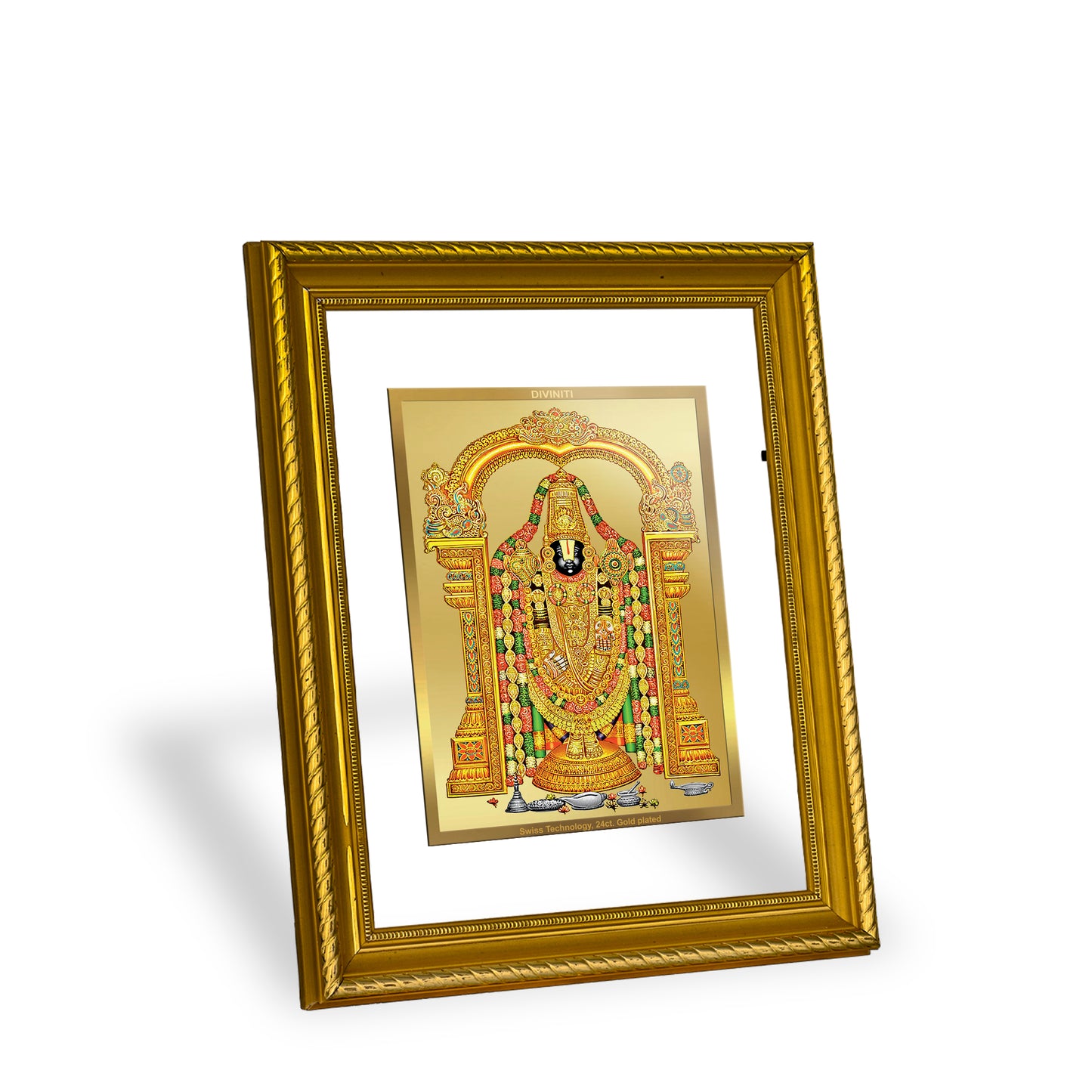 Diviniti 24K Gold Plated Tirupati Balaji Wooden Photo Frame for Home & Office Decor, Wall Hanging, Tabletop, Puja Room, Gift DG056S2.5 (29.5x24.5 CM)