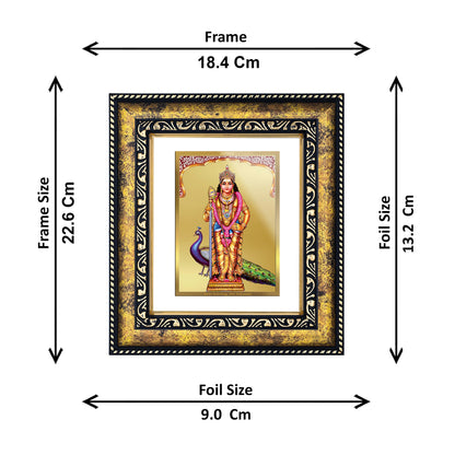 DIVINITI 24K Gold Plated Murugan Wooden Modern Photo Frame Idol for Puja Room, Home Wall Decor, Workshop, Table Top, Premium Gift | DG113 Size 2 (22.6x18.4 CM)