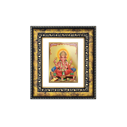 DIVINITI 24K Gold Plated Foil Lord Ganesha Photo Frame for Home & Office Decor, Wall Hanging, Workshop, Table Top, Gift|DG113 Size 2 (22.6x18.4 CM)