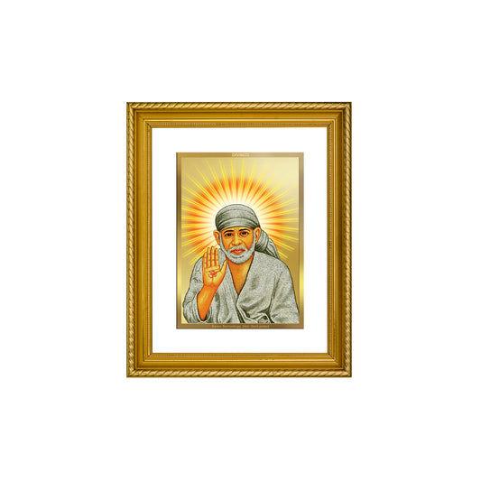 DIVINITI 24K Gold Plated Shirdi Sai Baba Wall Photo Frame for Home Decor, Wall Hanging, Table Top, Puja Room & Gift DG056S3 (27.6X35.4 CM)