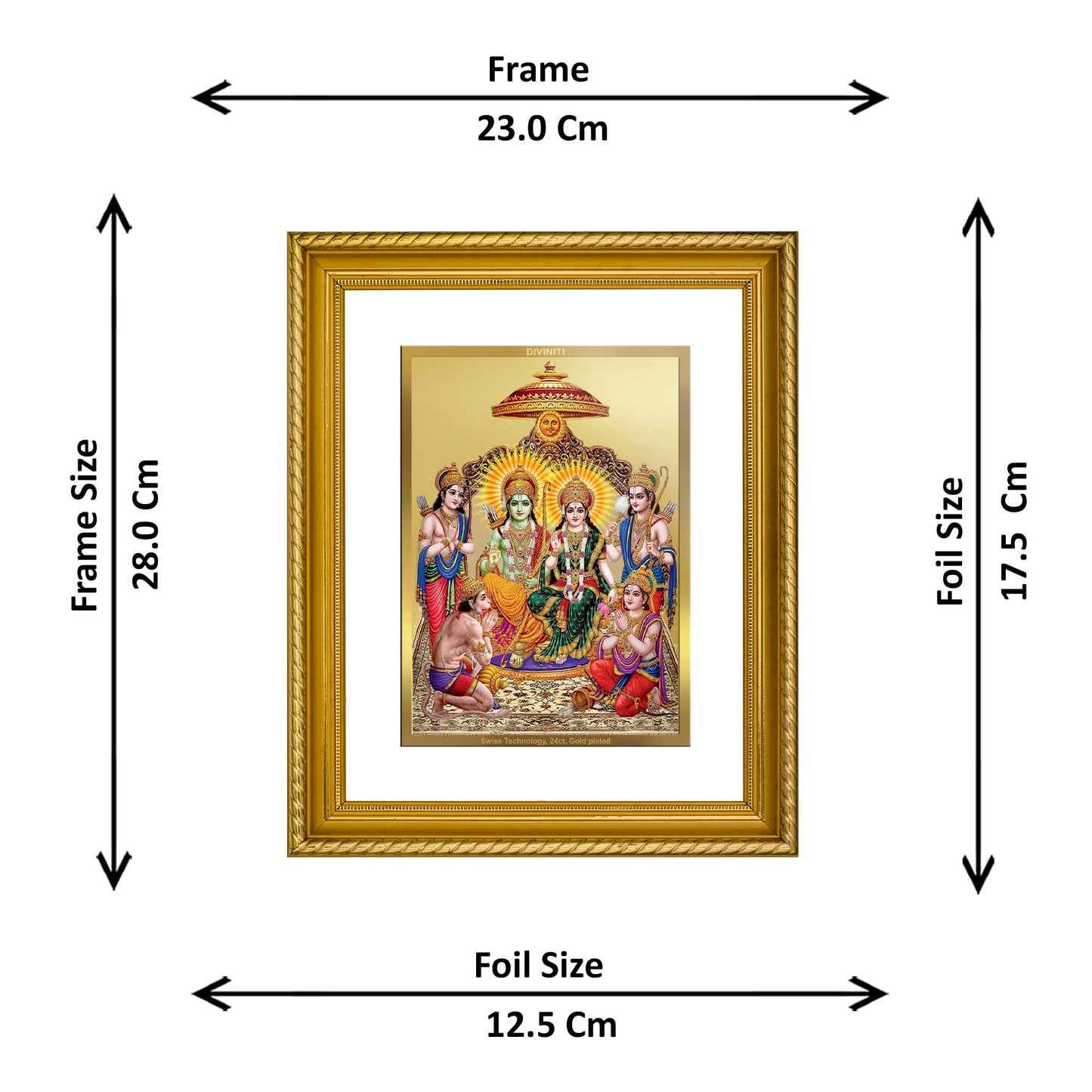 Diviniti 24K Gold Plated Ram Darbar Wooden Wall Photo Frame for Home & Office Decor, Tabletop, Puja Room, Gift DG056S2.5 (29.5x24.5 CM)