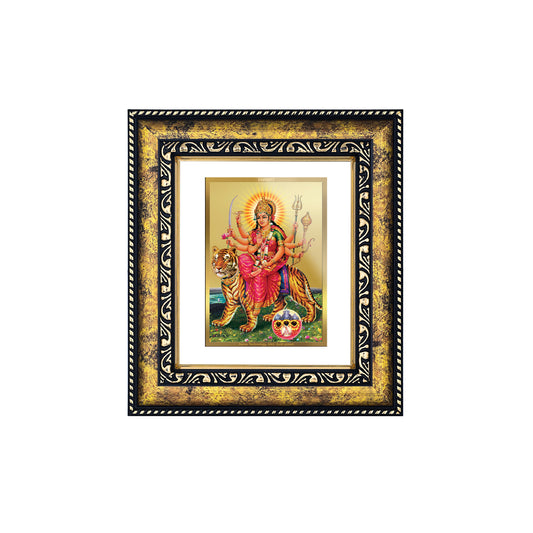 DIVINITI 24K Gold Plated Foil Goddess Durga Photo Frame Idol for Wall Hanging, Table Top, Home Decor, Workshop, Gift Item|DG113 Size 2 (22.6x18.4 CM)