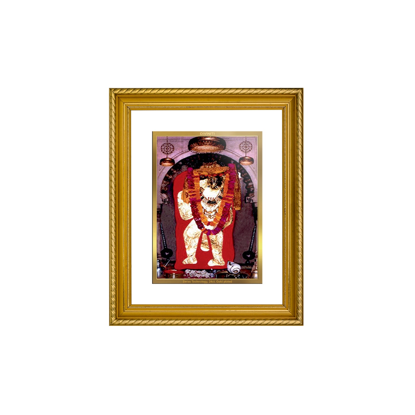 Diviniti 24K Gold Plated Mahendipur Balaji Wooden Photo Frame for Home & Office Decor, Wall Hanging, Tabletop, Puja Room, Gift DG056S2.5 (29.5x24.5 CM)