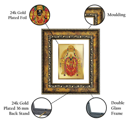 DIVINITI 24K Gold Plated Foil Padmavati Wall Photo Frame, Table Decor for Home & Office Decor Gift Items DG 113 Size 1 (17.7x15.9 CM)