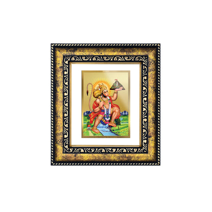 DIVINITI 24K Gold Plated Foil Hanuman With Parvat Photo Frame for Home & Office Decor, Wall Hanging, Workshop, Table Top, Gift|DG113 Size 2 (22.6x18.4 CM)