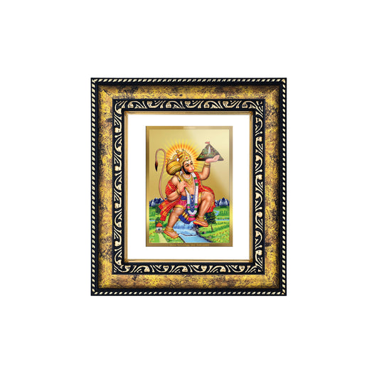 DIVINITI 24K Gold Plated Foil Hanuman With Parvat Photo Frame for Home & Office Decor, Wall Hanging, Workshop, Table Top, Gift|DG113 Size 2 (22.6x18.4 CM)