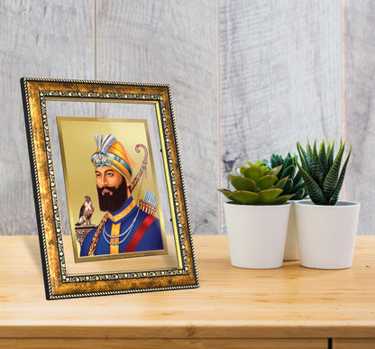 DIVINITI Guru Gobind Singh Gold Plated Wall Photo Frame, Table Decor| DG Frame 113 Size 2.5 and 24K Gold Plated Foil (29 CM X 23.7 CM)