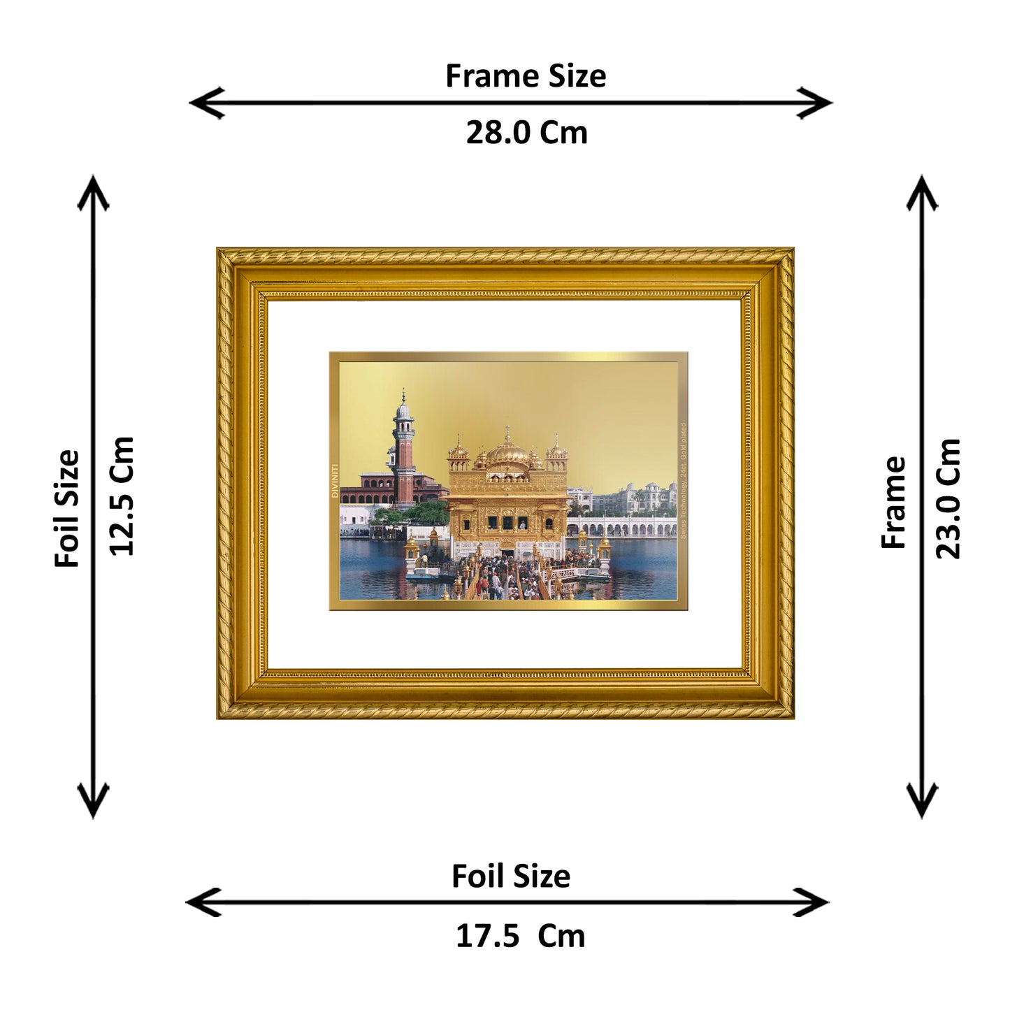 Diviniti 24K Gold Plated Golden Temple Wooden Photo Frame for Home & Office Decor, Wall Hanging, Tabletop, Puja Room, Gift DG056S2.5 (29.5x24.5 CM)