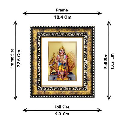 DIVINITI 24K Gold Plated Murugan Modern Photo Frame Idol for Puja Room, Home Wall Decor, Workshop, Table Top, Premium Gift|DG113 Size 2 (22.6x18.4 CM)