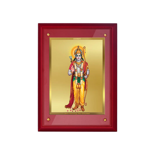 DIVINITI 24K Gold Plated Foil Ram Photo Frame for Home Decor, Puja Room, Wall Hanging, Tabletop, Workshop, Gift MDFS3 (30.2x22.7)