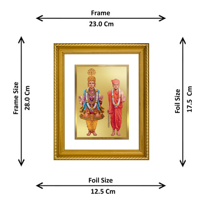 Diviniti 24K Gold Plated Swami Narayan Wooden Photo Frame for Home & Office Decor, Wall Hanging, Tabletop, Puja Room, Gift DG056S2.5 (29.5x24.5 CM)