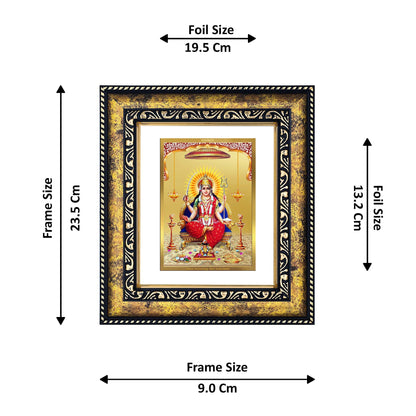 DIVINITI 24K Gold Plated Santoshi Mata Wooden Premium Photo Frame Idol for Puja Room, Home Wall Decor, Workshop, Table Top, Premium Gift | DG113 Size 2 (22.6x18.4 CM)