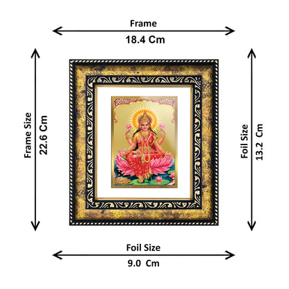 DIVINITI 24K Gold Plated Goddess Lakshmi Elegant Photo Frame Idol for Puja Room, Home Wall Decor, Workshop, Table Top, Premium Gift|DG113 Size 2 (22.6x18.4 CM)