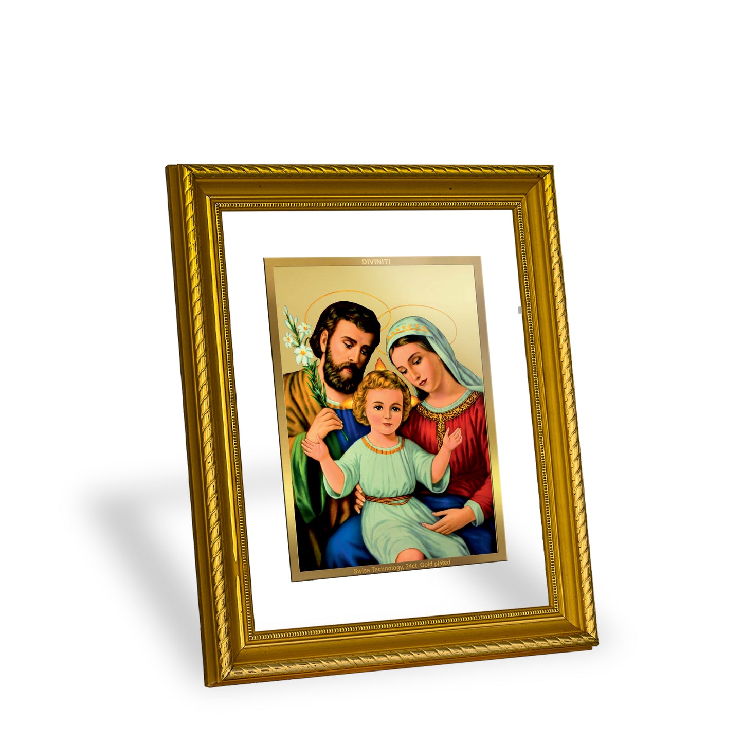 DIVINITI 24K Gold Plated Holy Family Wall Photo Frame for Home Decor, Wall Hanging, Table Top, Puja Room & Gift DG056S3 (27.6X35.4 CM)