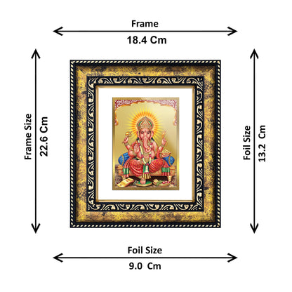 DIVINITI 24K Gold Plated Foil Lord Ganesha Photo Frame for Home & Office Decor, Wall Hanging, Workshop, Table Top, Gift|DG113 Size 2 (22.6x18.4 CM)