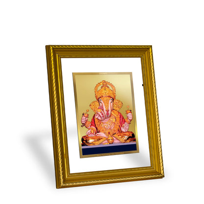 Diviniti 24K Gold Plated Dagdu Ganesha Wooden Photo Frame for Home & Office Decor, Wall Hanging, Tabletop, Puja Room, Gift DG056S2.5 (29.5x24.5 CM)