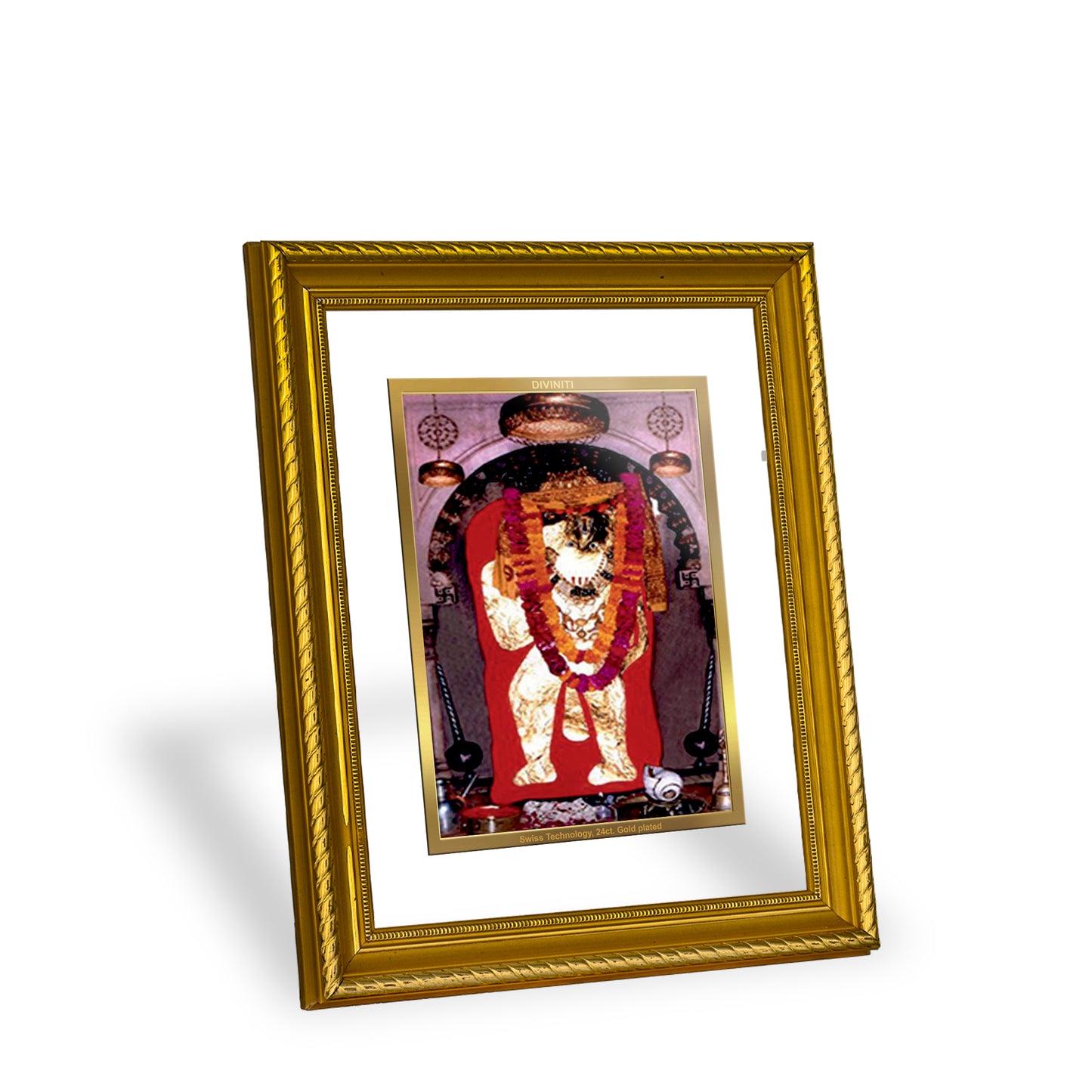 Diviniti 24K Gold Plated Mahendipur Balaji Wooden Photo Frame for Home & Office Decor, Wall Hanging, Tabletop, Puja Room, Gift DG056S2.5 (29.5x24.5 CM)