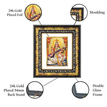 Load image into Gallery viewer, DIVINITI Saraswati Gold Plated Wall Photo Frame, Table Decor| DG Frame 113 Size 2 and 24K Gold Plated Foil (23.5 CM X 19.5 CM)
