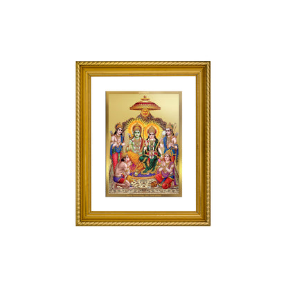 Diviniti 24K Gold Plated Ram Darbar Wooden Wall Photo Frame for Home & Office Decor, Tabletop, Puja Room, Gift DG056S2.5 (29.5x24.5 CM)