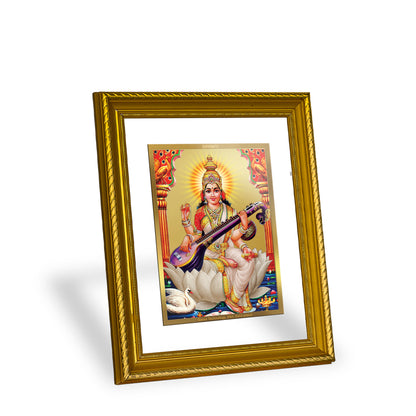 DIVINITI 24K Gold Plated Saraswati Wall Photo Frame for Home Decor, Wall Hanging, Table Top, Puja Room & Gift DG056S3 (27.6X35.4 CM)