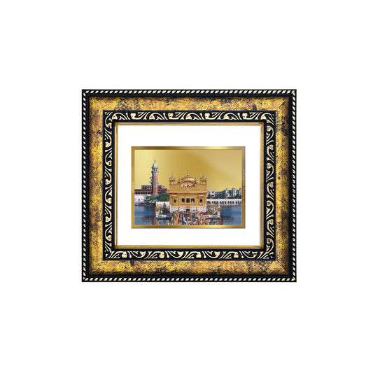 DIVINITI 24K Gold Plated Foil Golden Temple Photo Frame for Home Decor, Table Top, Wall Hanging, Workshop, Gift|DG113 Size 2 (22.6x18.4 CM)