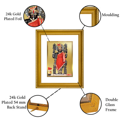 Diviniti 24K Gold Plated Dwarkadhish Wooden Photo Frame for Home & Office Decor, Wall Hanging, Tabletop, Puja Room, Gift DG056S2.5 (29.5x24.5 CM)