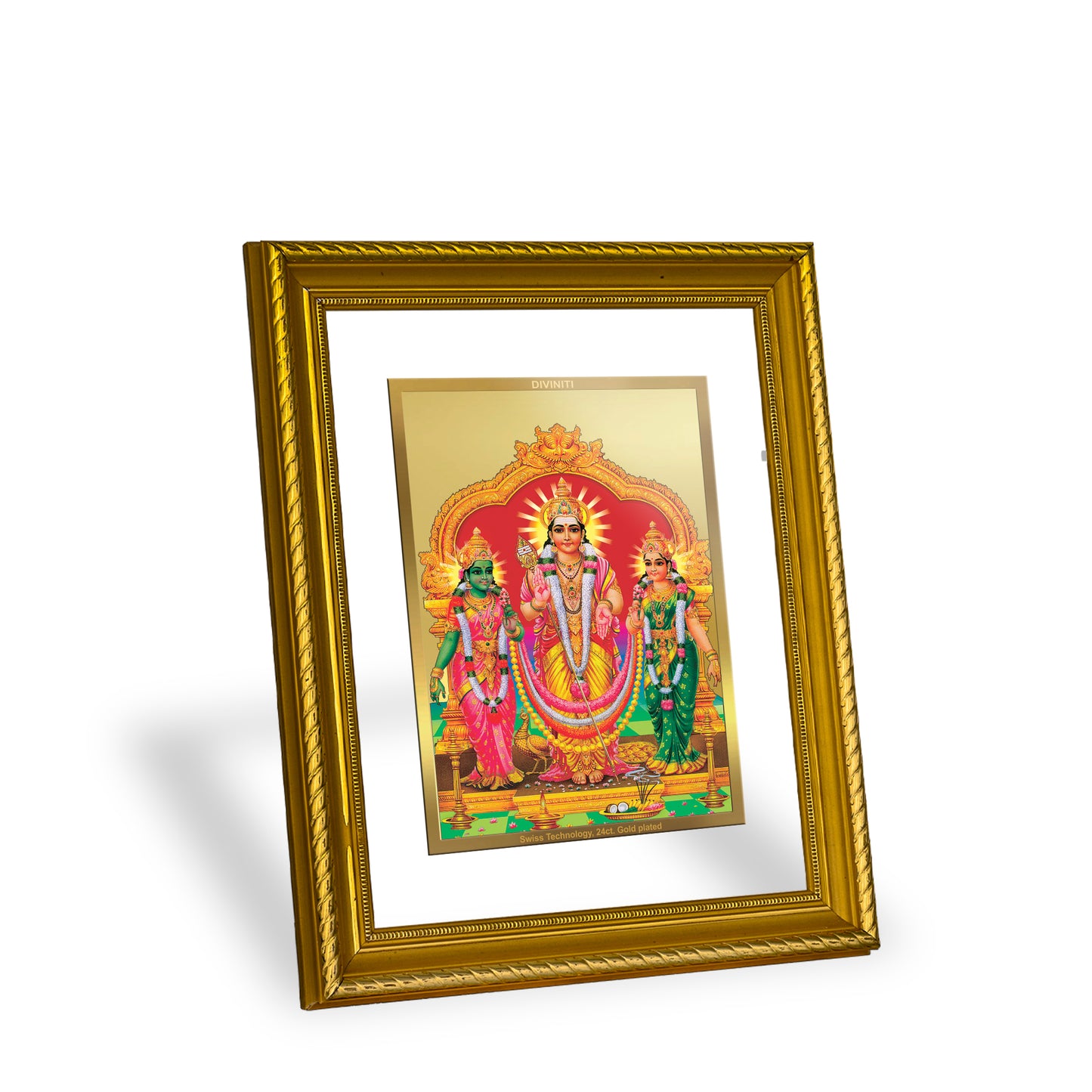 DIVINITI 24K Gold Plated Murugan Valli Wall Photo Frame for Home Decor, Wall Hanging, Table Top, Puja Room & Gift DG056S3 (27.6X35.4 CM)