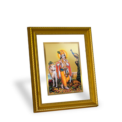 Diviniti 24K Gold Plated Krishna Wooden Wall Photo Frame for Home & Office Decor, Tabletop, Puja Room, Gift DG056S2.5 (29.5x24.5 CM)