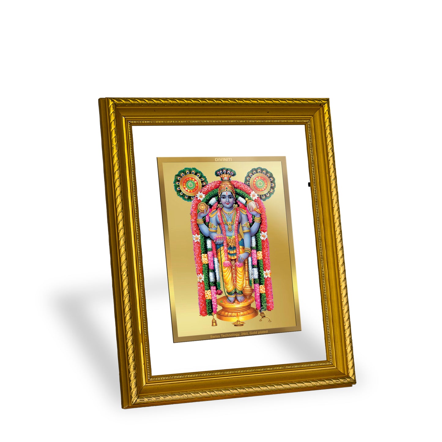 DIVINITI Guruvayurappan Gold Plated Wall Photo Frame, Table Decor| DG Frame 056 Size 2.5 and 24K Gold Plated Foil(28 CM X 23 CM)