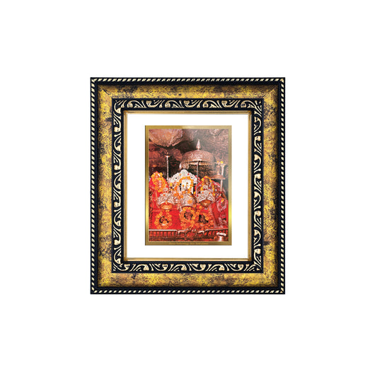 DIVINITI 24K Gold Plated Mata Ka Darbar Photo Frame Idol for Home Decor, Table Top, Wall Hanging, Workshop, Premium Gift|DG113 Size 2 (22.6x18.4 CM)