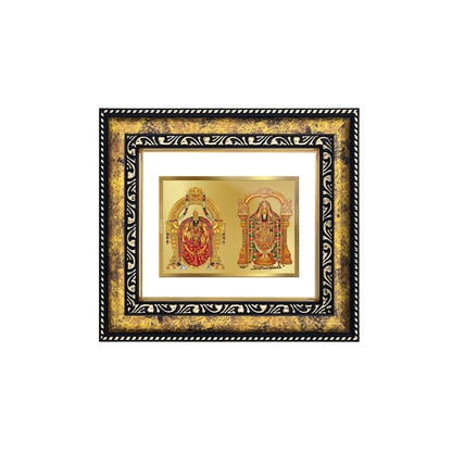 DIVINITI 24K Gold Plated Padmavati Balaji Elegant Photo Frame Idol for Puja Room, Home Wall Decor, Workshop, Table Top, Premium Gift|DG113 Size 2 (22.6x18.4 CM)